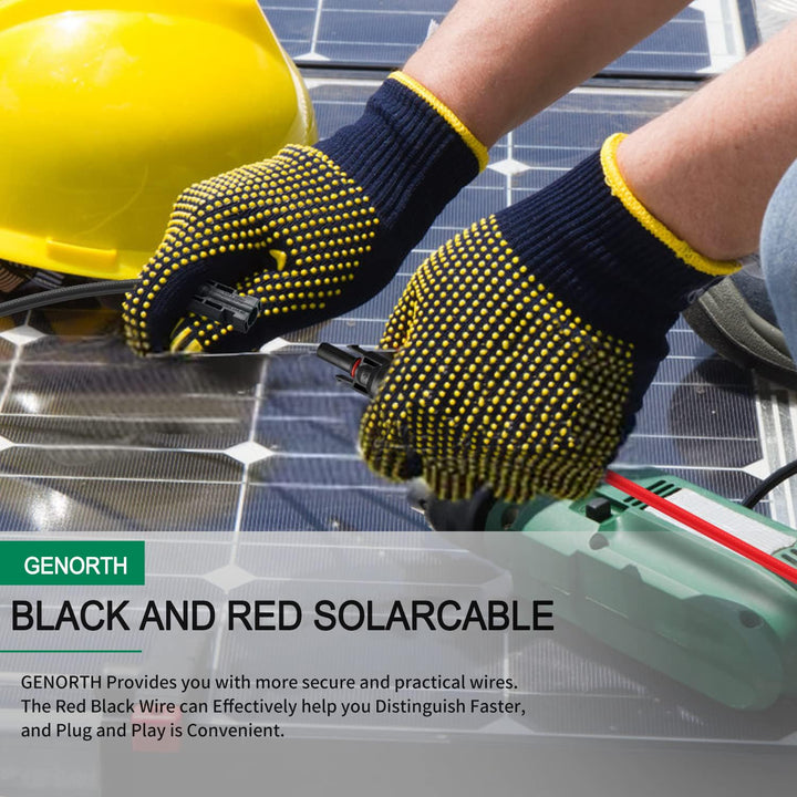 GENORTH 6 mm² Solarkabel Y-Verteiler 2 Paar,MMF/FFM Solarpanel Y Stecker 10AWG Y Stecker Fotovoltaik