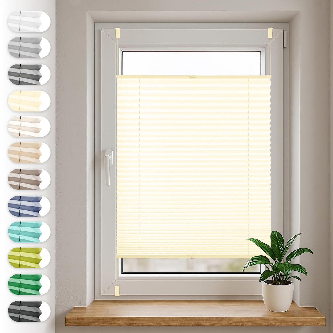 Sonello Plissee Klemmfix ohne Bohren 65cm x 160cm Creme Faltrollo Plisseerollo Jalousie für Tür & Fe