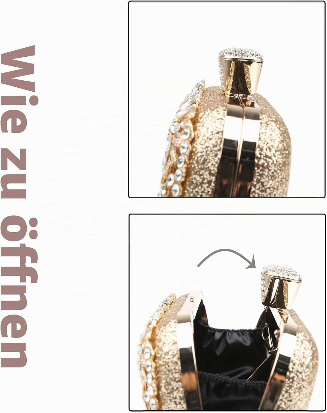 COAIMANEY Damen Glitzernde Clutch, Abendtasche Unterarmtasche Umhängetasche mit Strass-Pailletten un