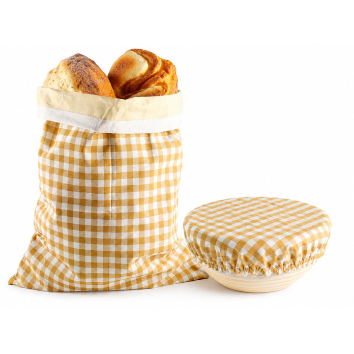 Brotbeutel wiederverwendbar 2er Set aus Baumwolle mit Bienenwachstuch – Brottasche zur Brotaufbewahr