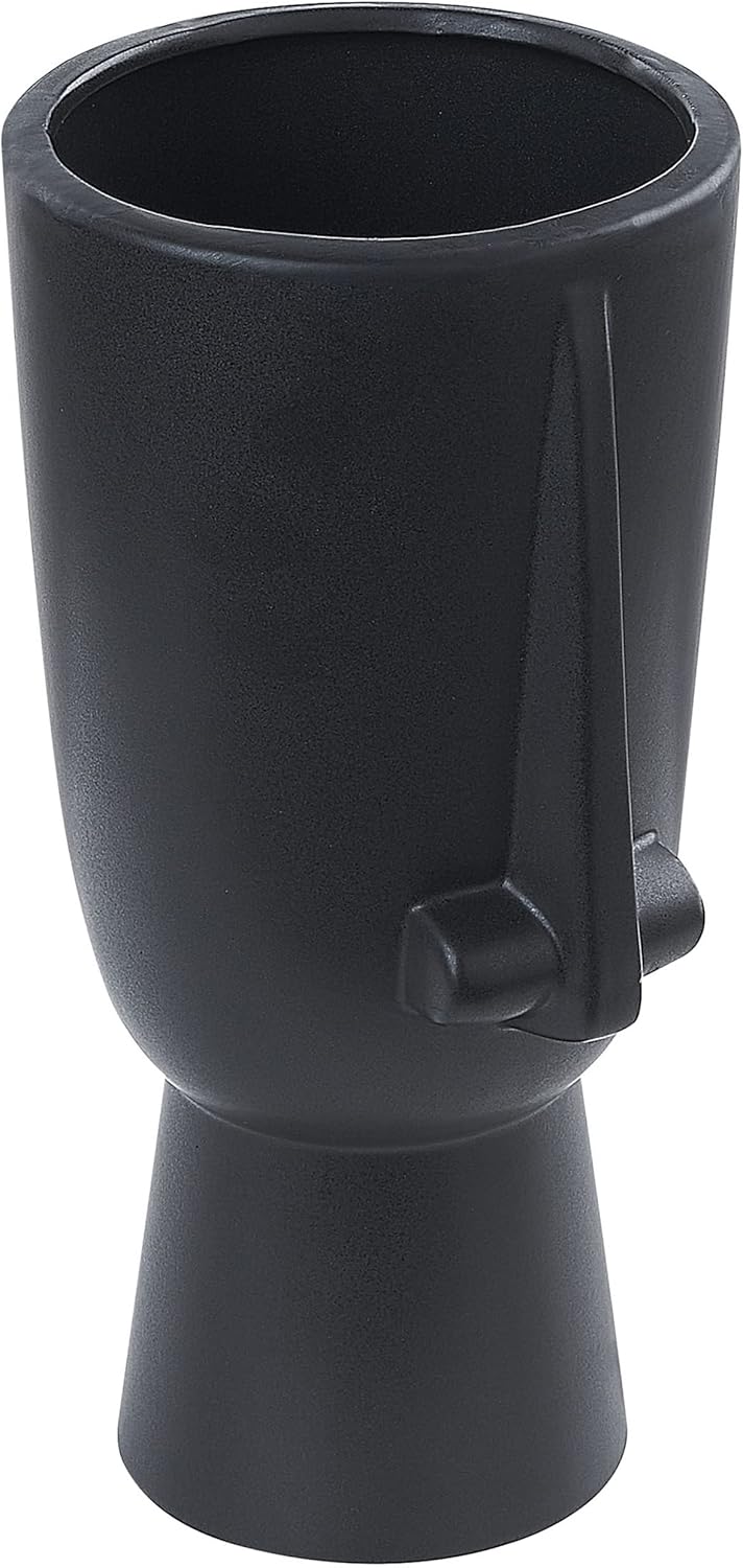 Blumenvase Keramik handgefertigt schwarz 22 cm Gesichtsmotiv Modern Artemis