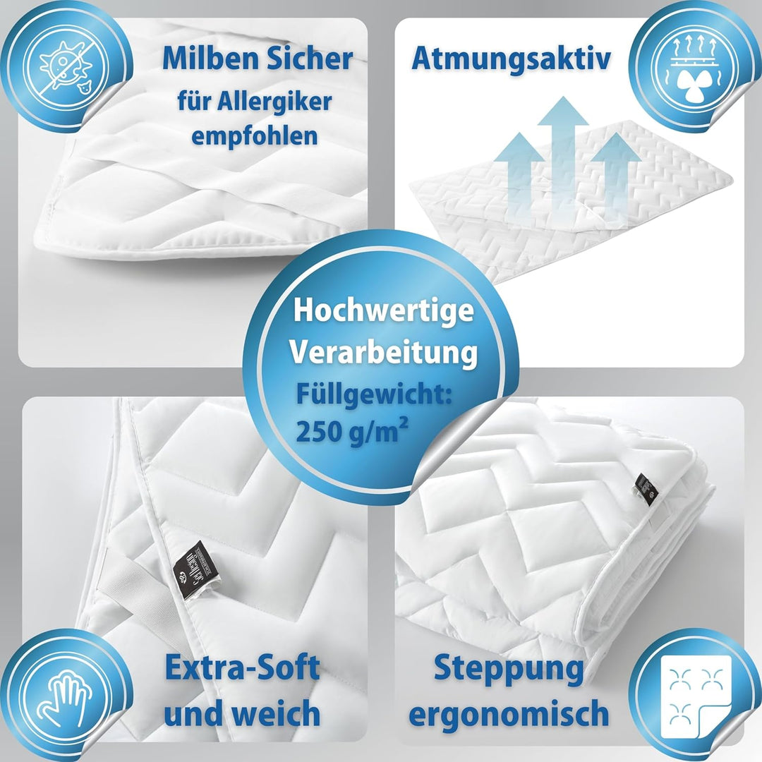 sei Design Matratzenschoner 140x200cm atmungsaktiv - Luxuriöse Matratzenschutz Auflage - Extra Soft