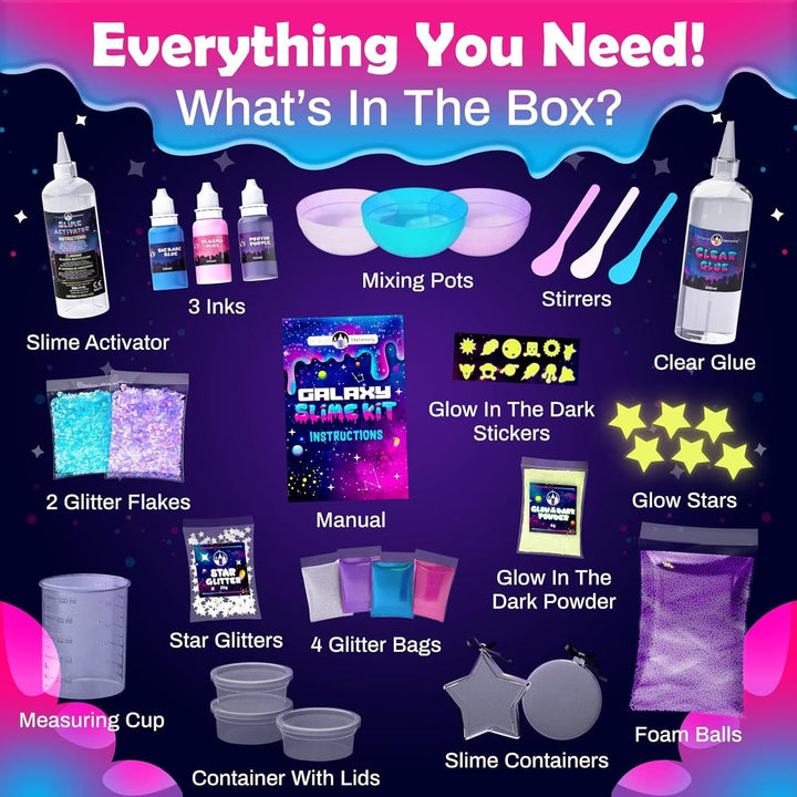 Original Stationery Galaxy Slime Kit mit Glow in The Dark Kleber und Sternen- Glitter & Galactic ! D