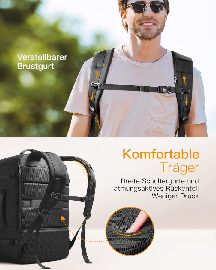 Inateck 42L Supergrosser Handgepäck Reiserucksack Flugzeug Laptop Rucksack für 15,6 Zoll Laptop Note