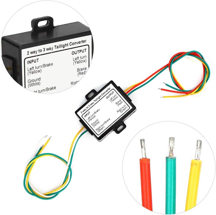 Fdit Rücklicht-Konverteradapter für Anhänger, 2-zu-3-Drahtspleiss für Wohnmobilcamping, ABS-Material