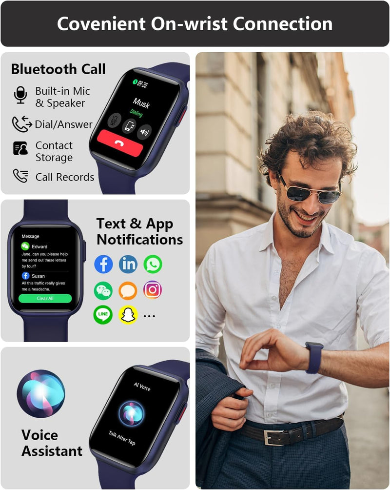 BRIBEJAT BT4 Smartwatch mit Telefonfunktion, 1.75" HD Armbanduhr, 28 Sportmodi Fitness Tracker mit P