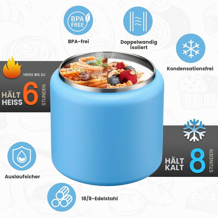 Itslife Thermobehälter für Essen 760ml, Edelstahl Warmhaltebehälter Essen mit Löffel, Thermo Lunchbo