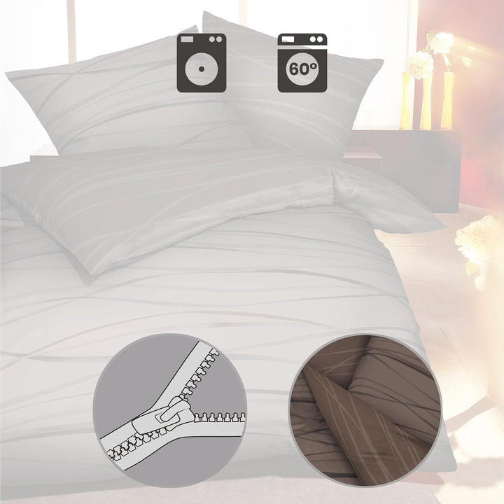 Kaeppel Mako Satin Bettwäsche mit Reissverschluss 135x200 80x80 cm (584 braun) 1x80/80+1x135/200 cm,