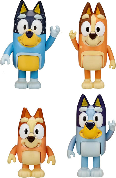 BlueY 4er-Figuren-Set Familie, Bingo, Bandit und Chilli; 6,3-7,6 cm grosse Figuren mit beweglichen G