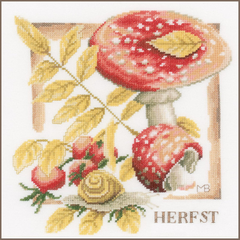 Lanarte Zählmusterpackung Herbst Zählstoff Kreuzstichpackung, Baumwolle, Mehrfarbig, 25 x 25 x 0.3 c