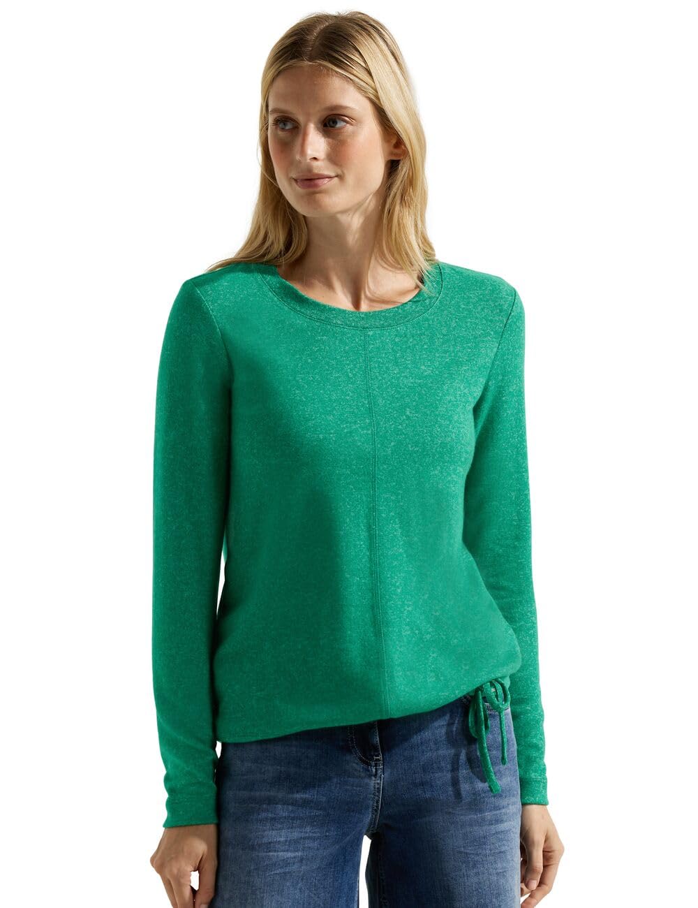 Cecil Damen Cosy Melange Langarmshirt S Easy Green Melange, S Easy Green Melange