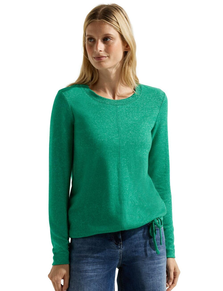 Cecil Damen Cosy Melange Langarmshirt S Easy Green Melange, S Easy Green Melange