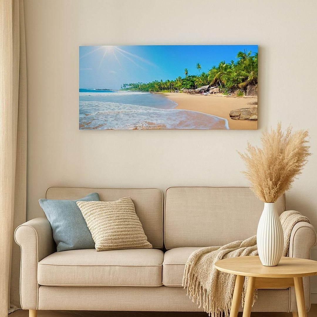Bilder auf Leinwand 100x40cm Leinwandbild Insel Landschaft Maledivie Freiheit Gross Wanddeko Bild Sc