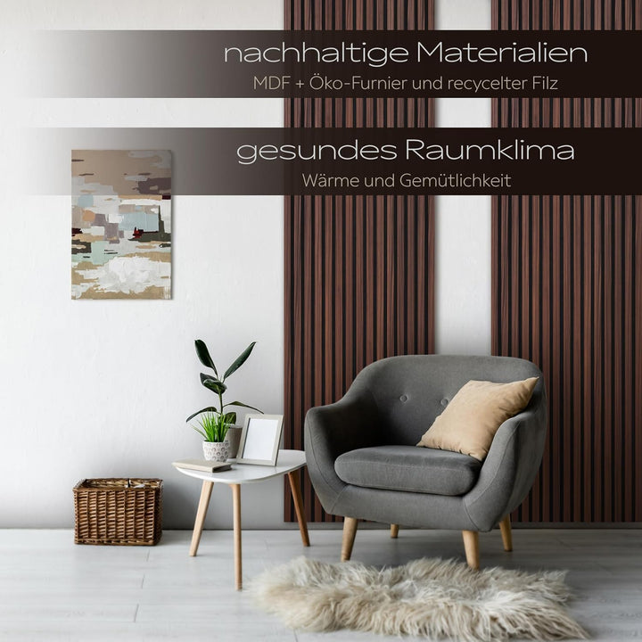 HEXIM Akustikpaneele 6 Stück 138,5x60cm Holz Comfort - flexible Holzpaneele Platten Lamellenwand Hol
