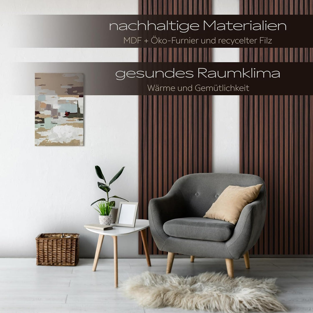HEXIM Akustikpaneele 4 Stück 138,5x60cm Holz Comfort - flexible Holzpaneele Platten Lamellenwand Hol