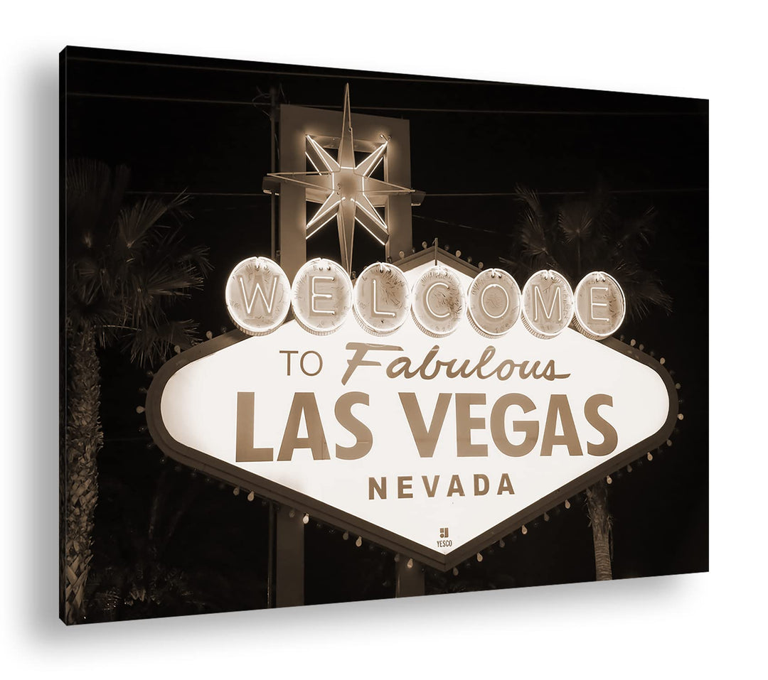 deyoli Las Vegas Strassenschild Format: 80x60 Effekt: Sepia als Leinwandbild, Motiv fertig gerahmt a