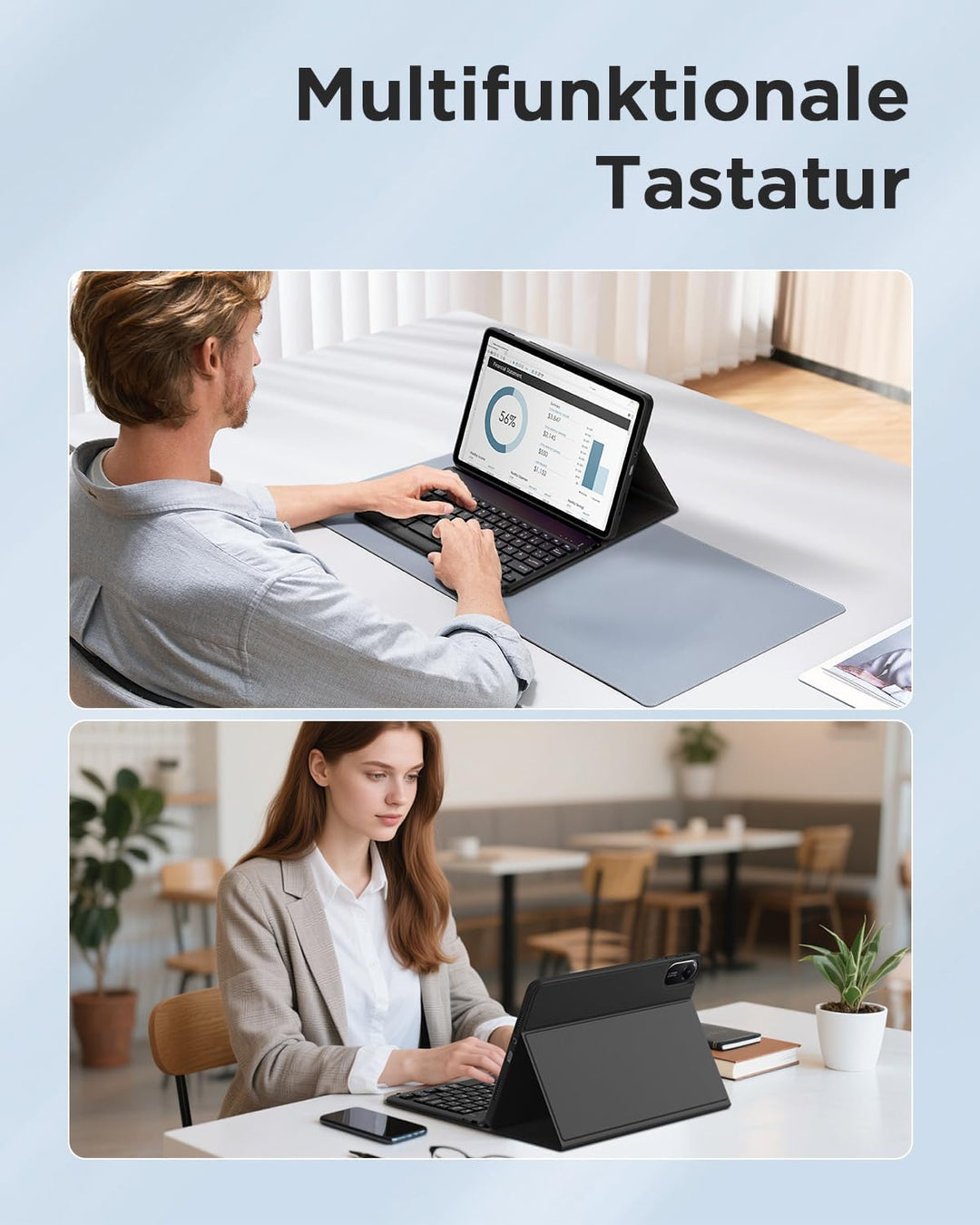 EasyAcc Tastatur Hülle Kompatibel mit Xiaomi Redmi Pad 2 11 Zoll mit Schutzfolie, [QWERTZ Deutsches]
