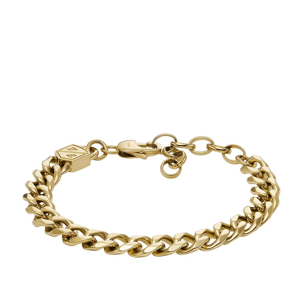 FOSSIL Herren-Gliederarmband Bold Chains Edelstahl Bernstein-Gold, Bernstein-Gold