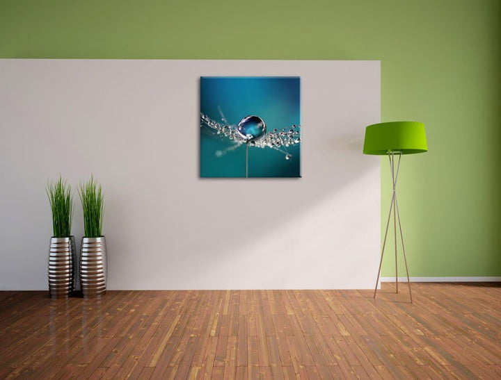 Pixxprint Wassertropfen auf Einer Pusteblume als Leinwandbild/Grösse: 70x70 cm/Wandbild/Kunstdruck/f