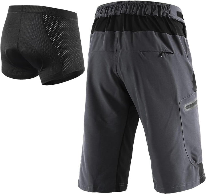 ARSUXEO Herren Radhose Loose Fit MTB Shorts Wasserabweisende Outdoor Sporthose mit 7 Taschen 1202 M