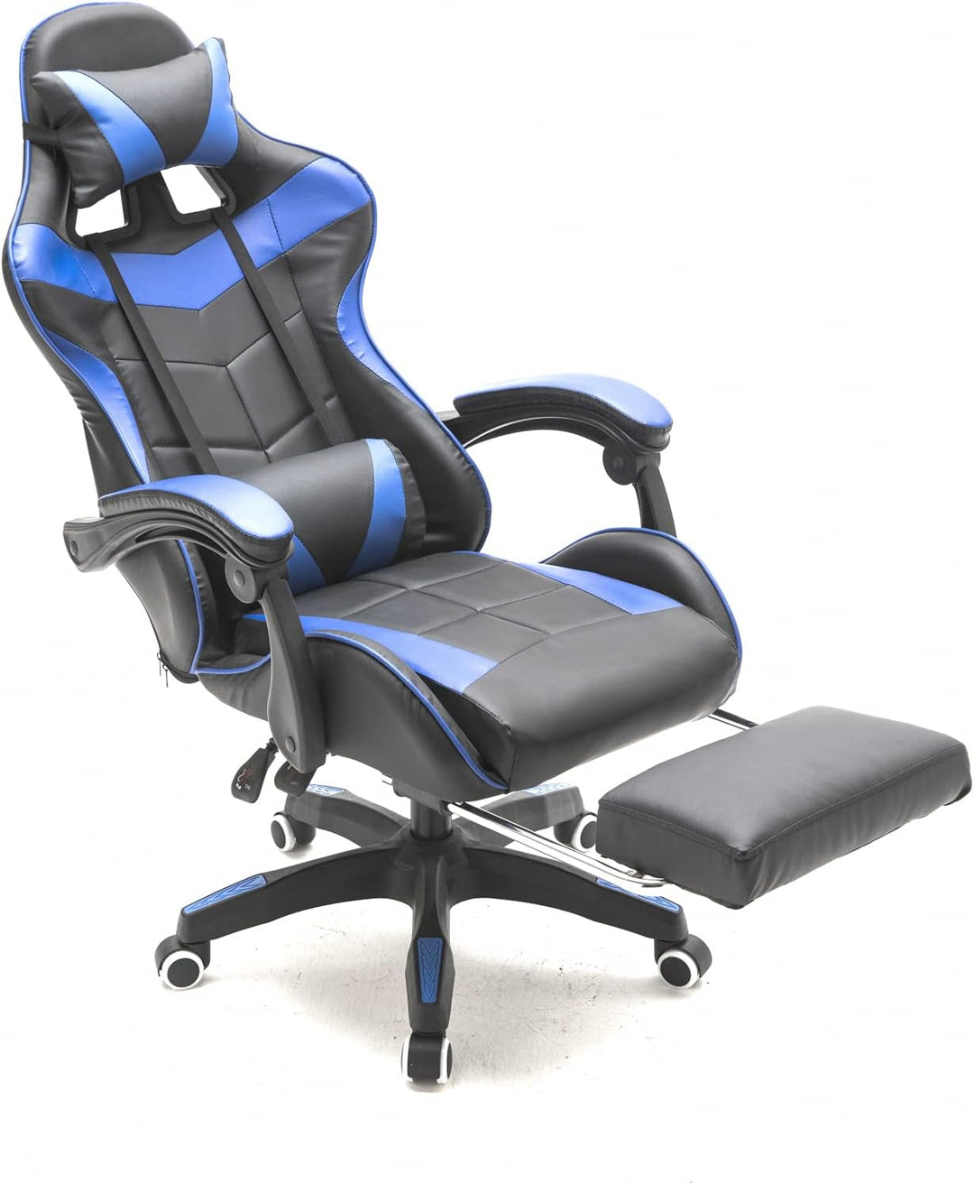 VDD Gaming Stuhl Cyclone mit Fussstütze - Bürostuhl - Racing Gaming Stuhl - blau schwarz