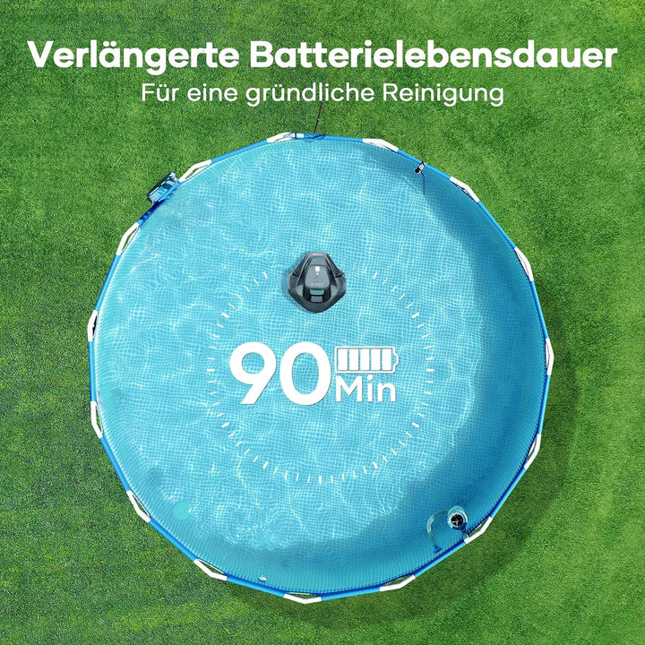 AIPER Poolroboter, 90 Minuten Leistungsstarke Reinigung, Dual-Antriebsmotoren, LED-Anzeigen, Automat