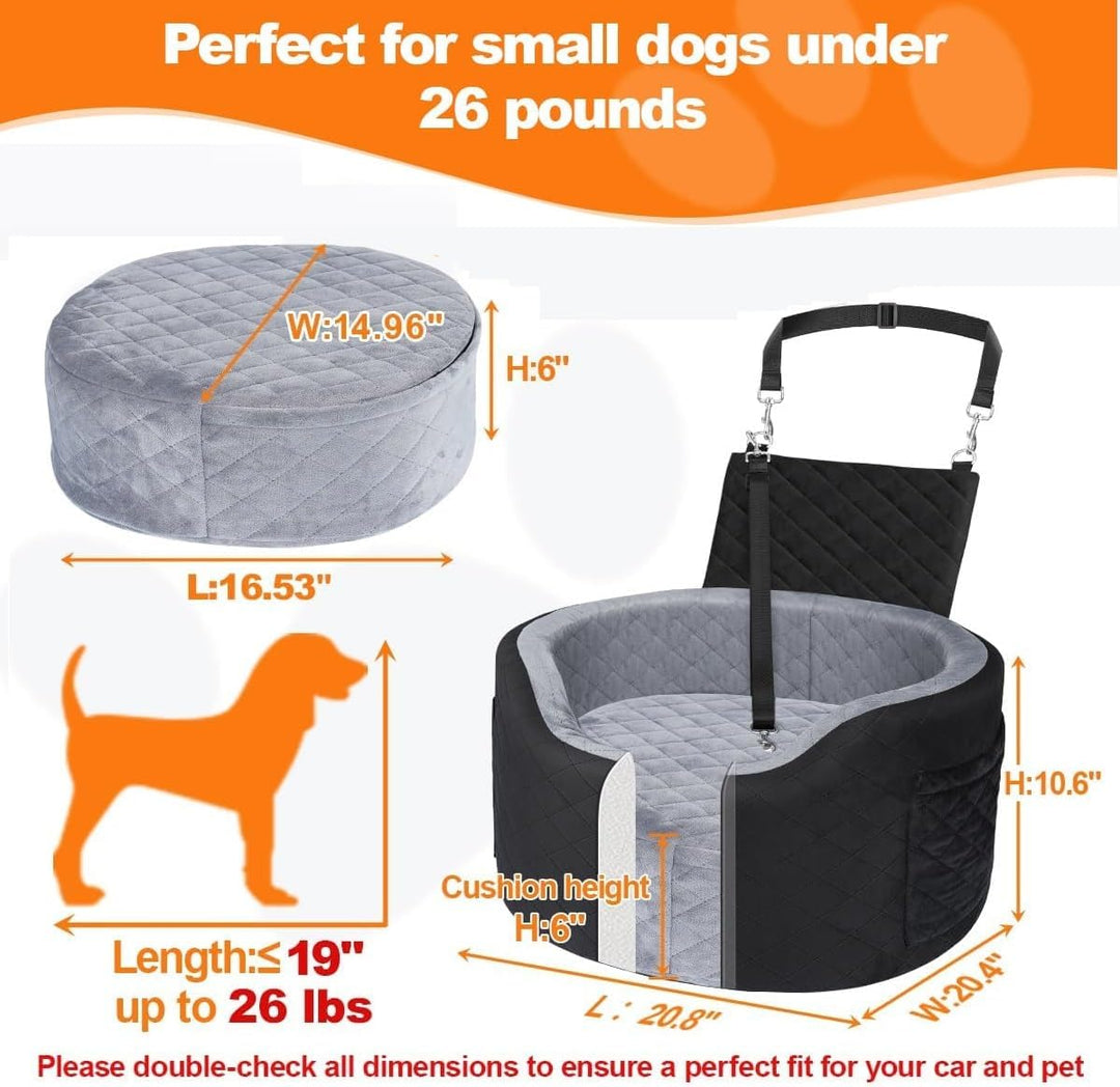 Hundeautositz für kleine Hunde – Schwarzer Booster Autositz mit 28D Memory Foam, Rutschfester Wasser