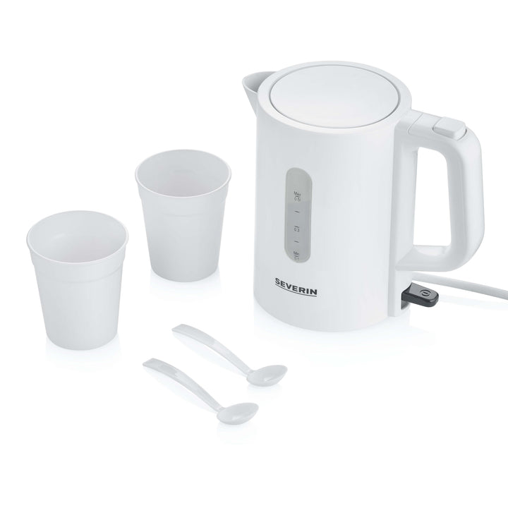 SEVERIN Reise-Wasserkocher-Set, Reisewasserkocher für 0,5 l mit umschaltbarer Spannung (115/230 V),