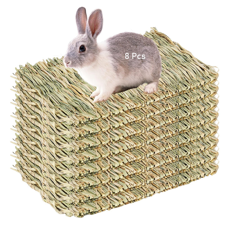 GBKDQQ 8 Stück Kleintier Grasmatten, 28x20cm Grasmatte Gewebte, Kaninchen-Bett, Natürliche Sicher un