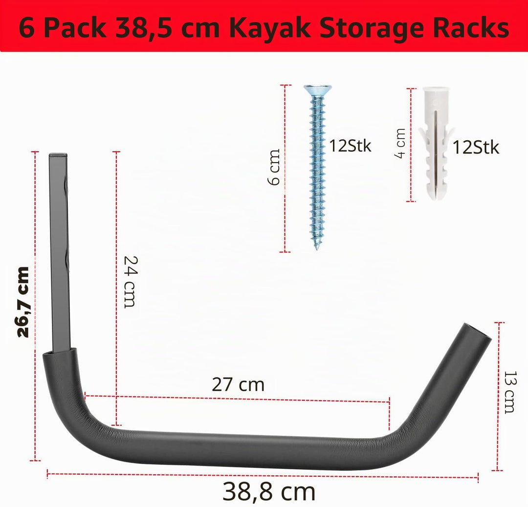 Robuste Kajak-Aufbewahrungsregale, 38,8 cm Wandhalterung, Garagenhaken für Kajak, Kanu, Surfbrett, P