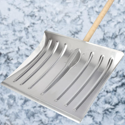 KOTARBAU® Schneeschaufel Schneeschieber 50cm mit Holzstiel Verstärkt Aluminium Schild mit Ergonomisc