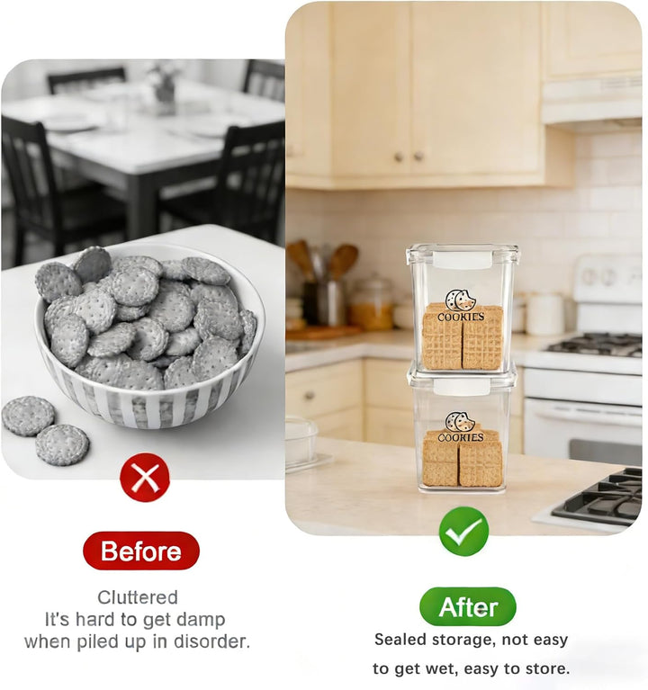 Keksdose Aufbewahrung 2er Set – Backzubehör Aufbewahrung Keksdose transparent luftdicht, Cute Cookie