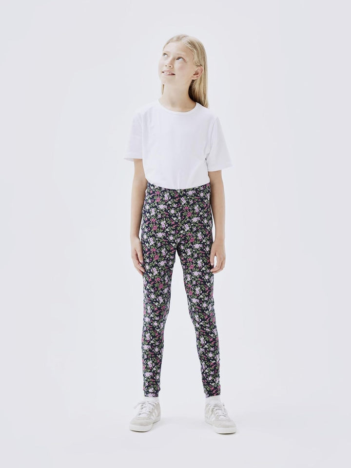 NAME IT Girl Leggings 2er-Pack 134-140 Dark Sapphire/Pack:dark Sapphire (Aop Small Flower), 134-140