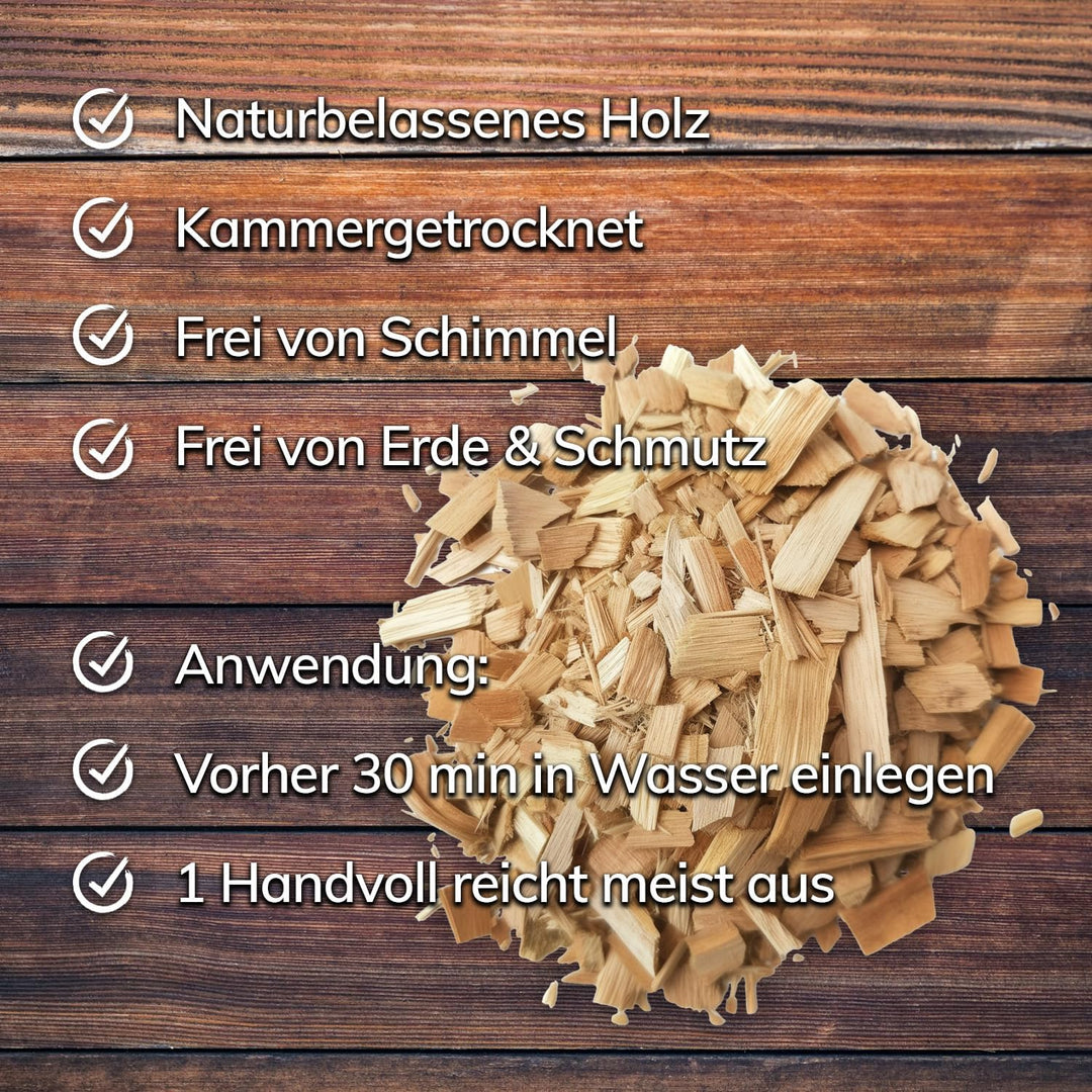 Landree® Starter-Set Räucherchips Akazie, Ahorn, Kastanie, Eiche - 4 x 2 Liter -Halbes Schwein- Wood