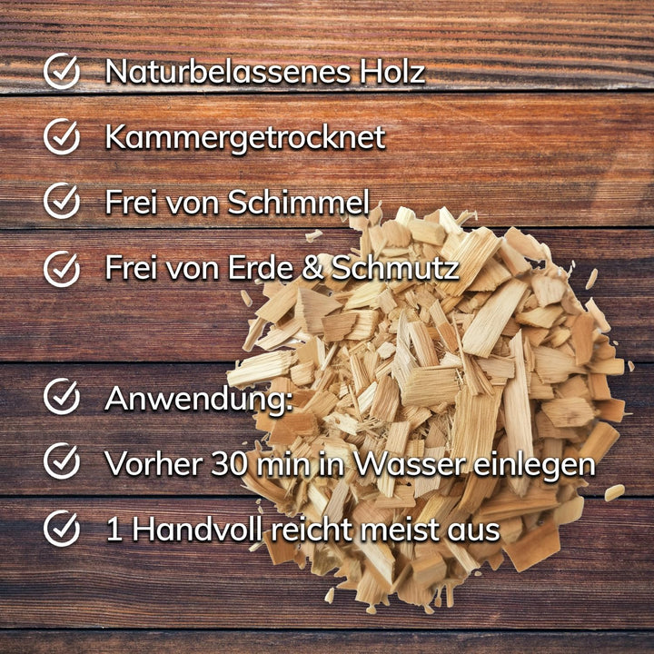 Landree® Starter-Set Räucherchips Akazie, Ahorn, Kastanie, Eiche - 4 x 2 Liter -Halbes Schwein- Wood