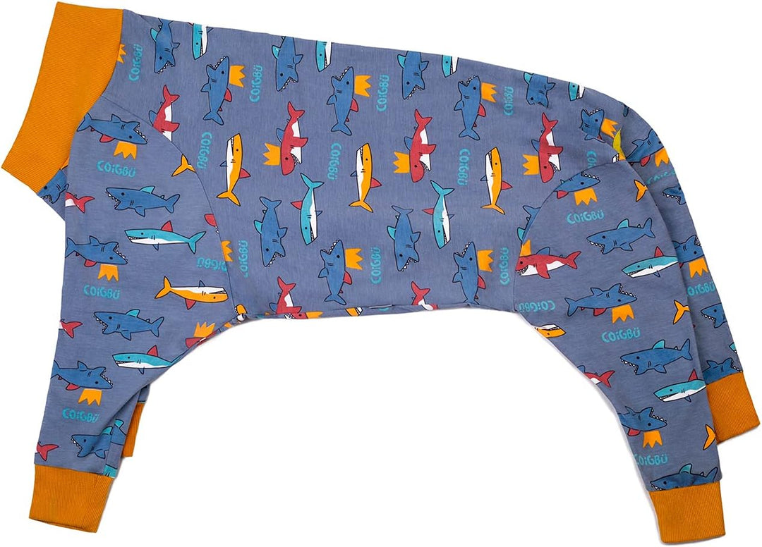 Yeapeeto Hunde-Genesungsoverall Langarm nach OP (4XL, Hai) Hai 4XL, Hai 4XL