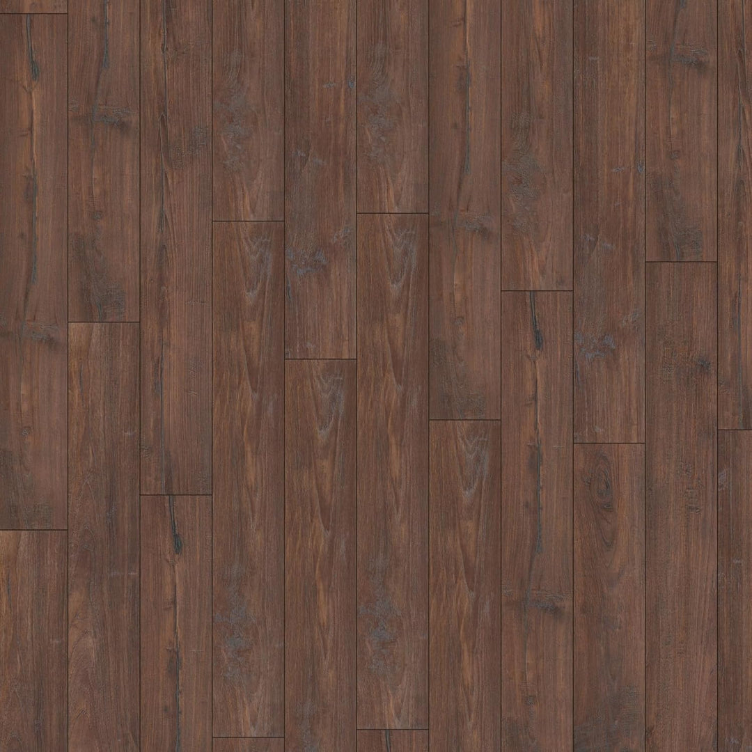 Laminatboden Nostalgie Teak – Landhausdiele Teak braun – Exquisit Serie, 193 × 1380 mm, 8 mm Stärke,