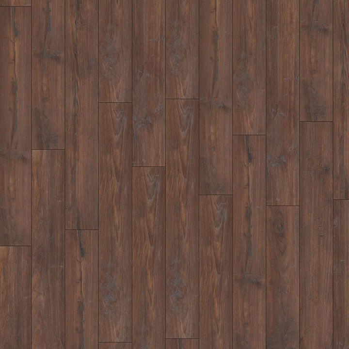 Laminatboden Nostalgie Teak – Landhausdiele Teak braun – Exquisit Serie, 193 × 1380 mm, 8 mm Stärke,