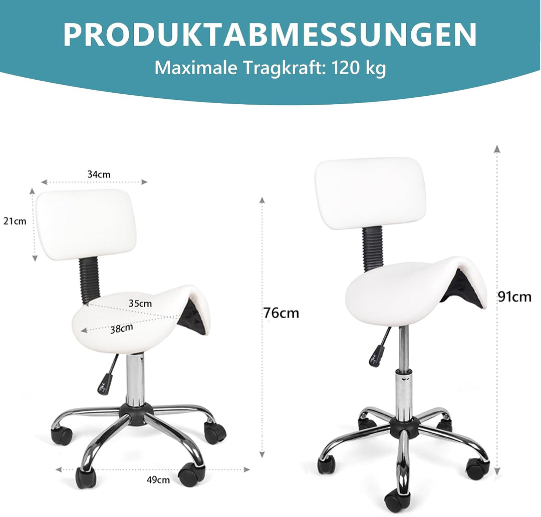 Mingone Sattelhocker Ergonomischer Arbeitshocker 360° Drehbarer Hocker Höhenverstellbarer Bürohocker