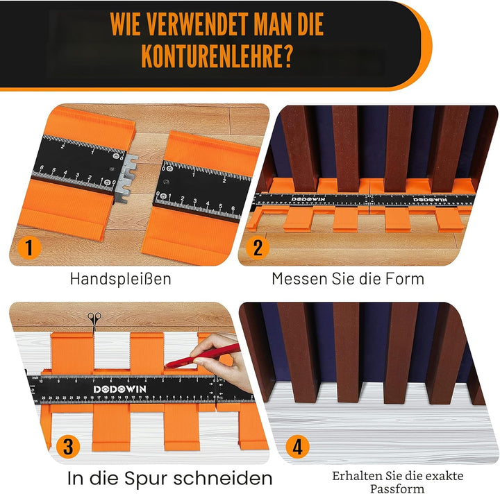 DODOWIN Konturenlehre Verbindbar Gross, Laminat Schablone, Konturenlehre Mit Feststeller, Besondere