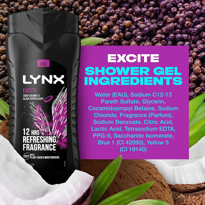 3x Lynx Excite Duschgel Herren Body Wash 250ml Orientalisch 225 ml (3er Pack), Orientalisch 225 ml (