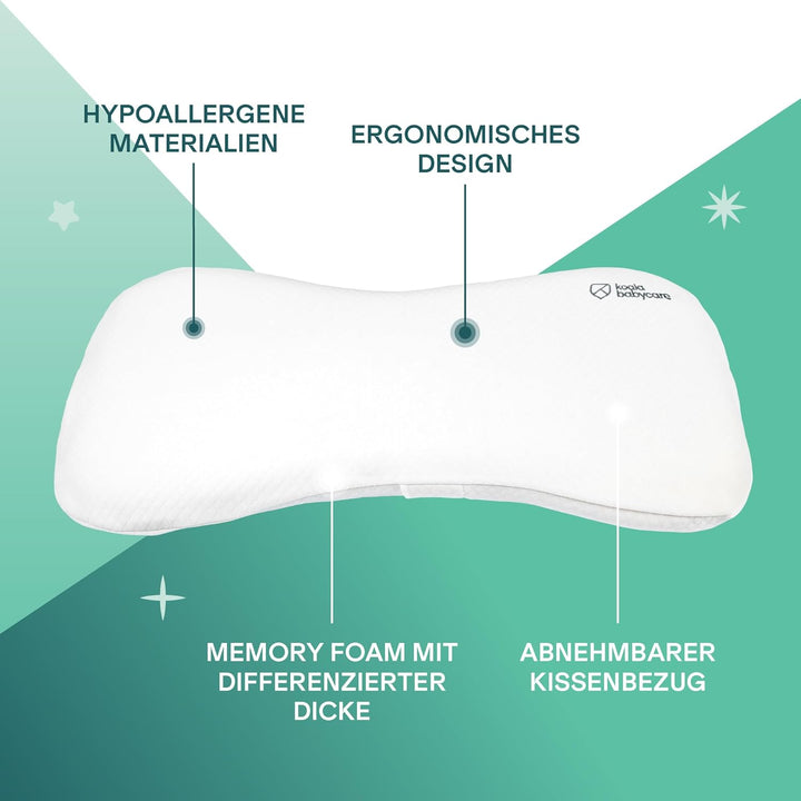 KOALA BABYCARE Babykissen Plagiozephalie bis 36 Monaten, abnehmbar für das Kinderbettchen. Hilft bei