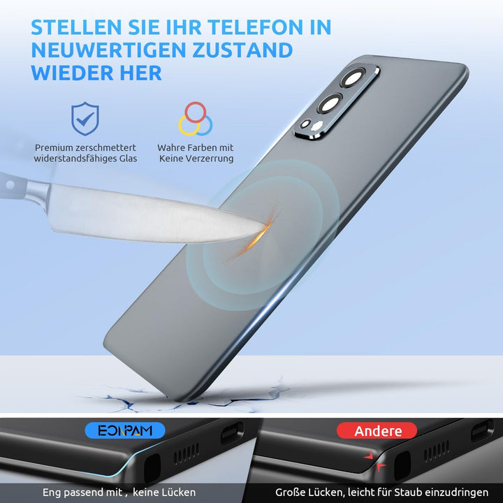 Eonpam Akkudeckel für OnePlus Nord 2 5G Rückseite Glas Backcover Ersatz Reparatur Set mit Kameraobje