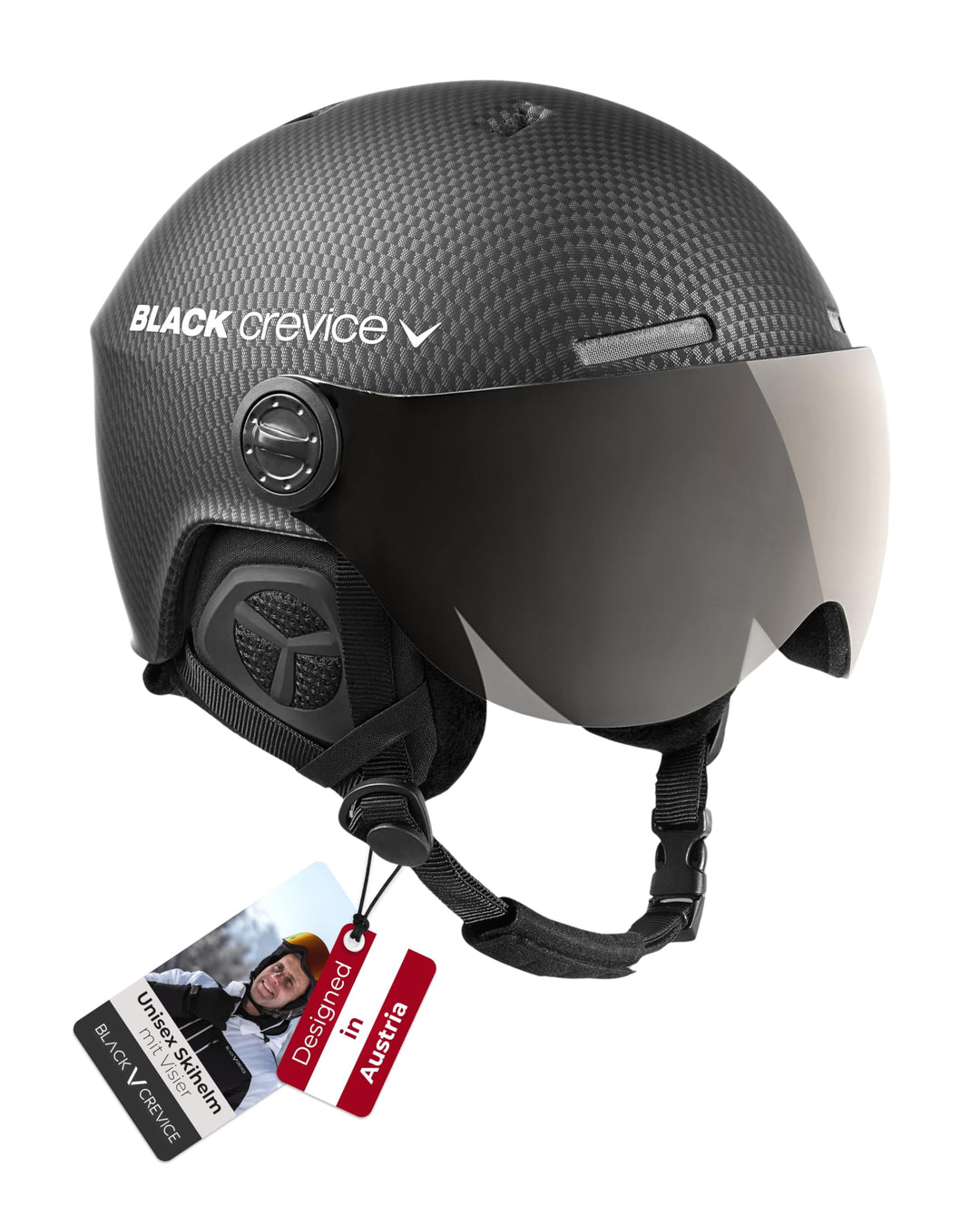 Black Crevice Skihelm Gstaad I Skihelm mit Visier im Pilotenstyle I Skihelm Herren & Damen I Skihelm