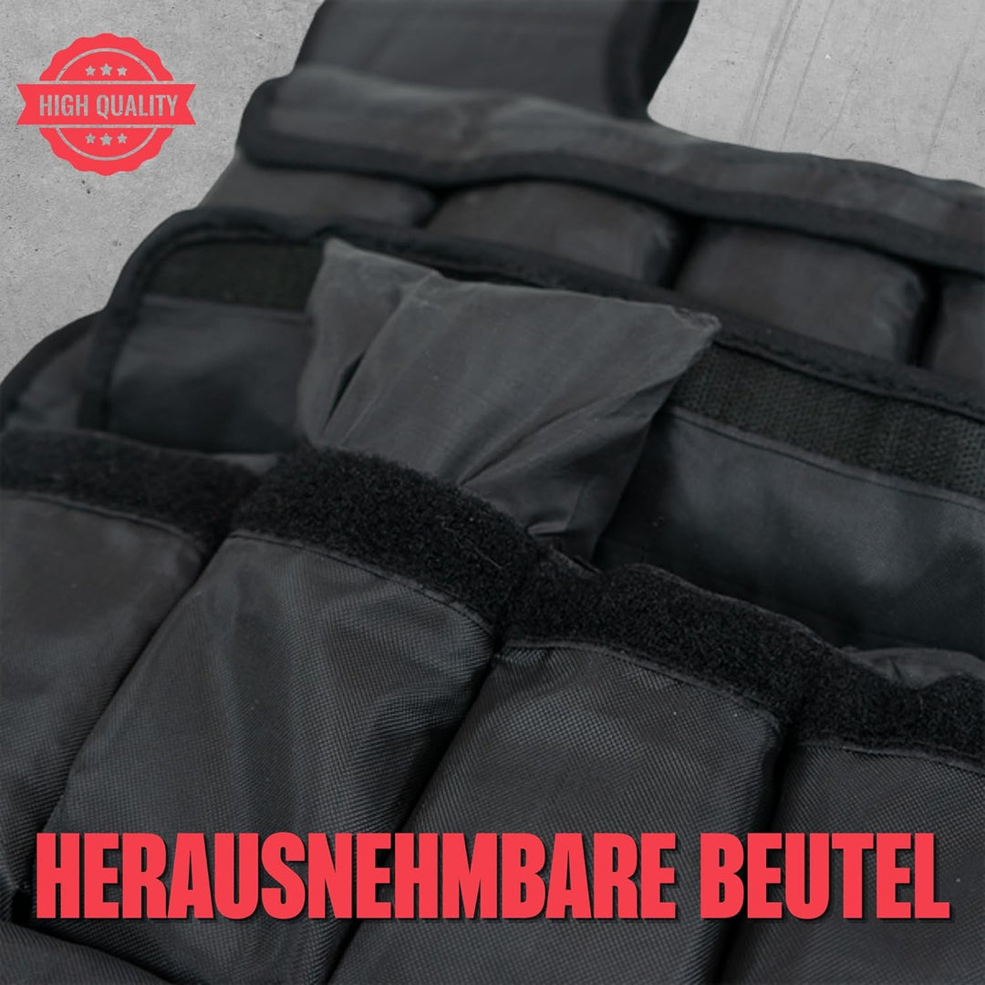 Matchu - Gewichtsweste - Weight Vest - Einstellbar bis zu 20 KG - Verstellbar mittels 30 Sandsäcken