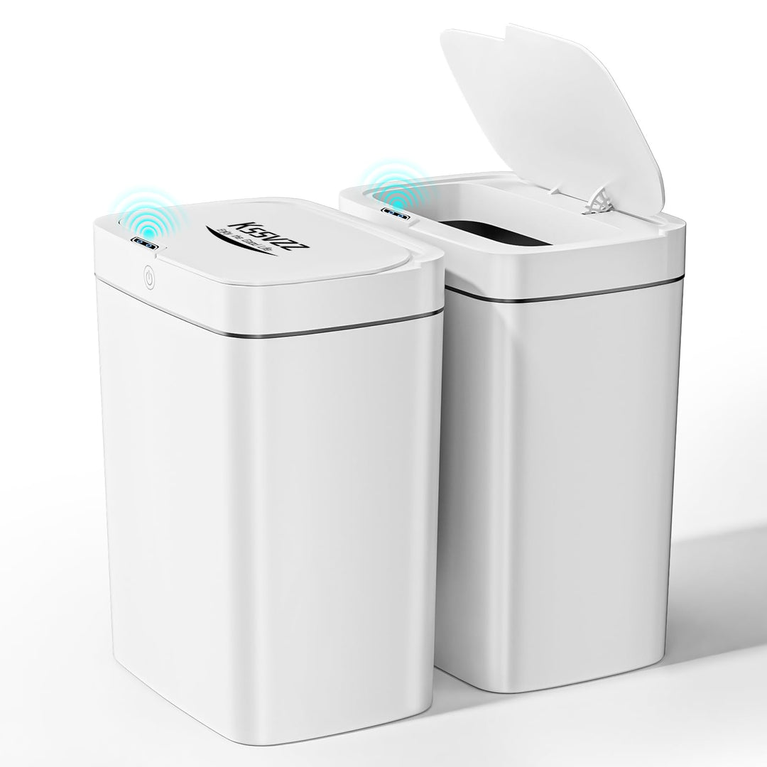 2er Set Mülleimer mit Sensor, 2x15L Elektrischer Mülleimer aus Kunststoff, Wasserdicht mit Automatis