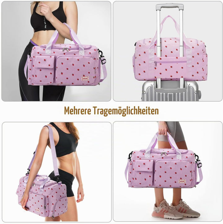 Ghope Sporttasche Reisetasche Mädchen Damen mit Schuhfach und Nassfach, Schwimmtasche Badetasche Tee