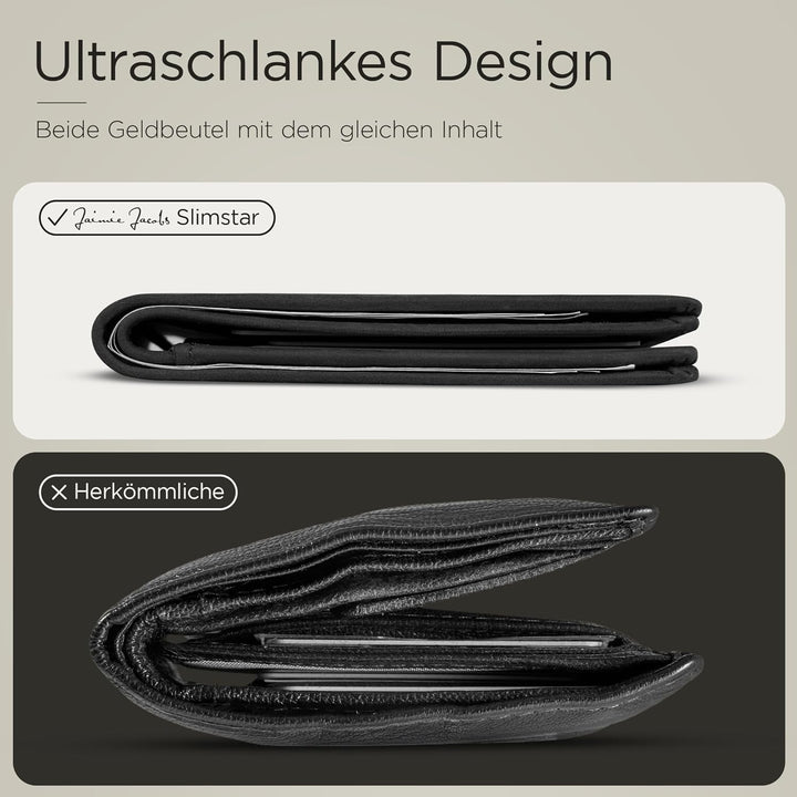 Jaimie Jacobs SLIMSTAR Geldbeutel dünne Geldbörse echtes Leder Slim Wallet Hochformat RFID-Schutz He