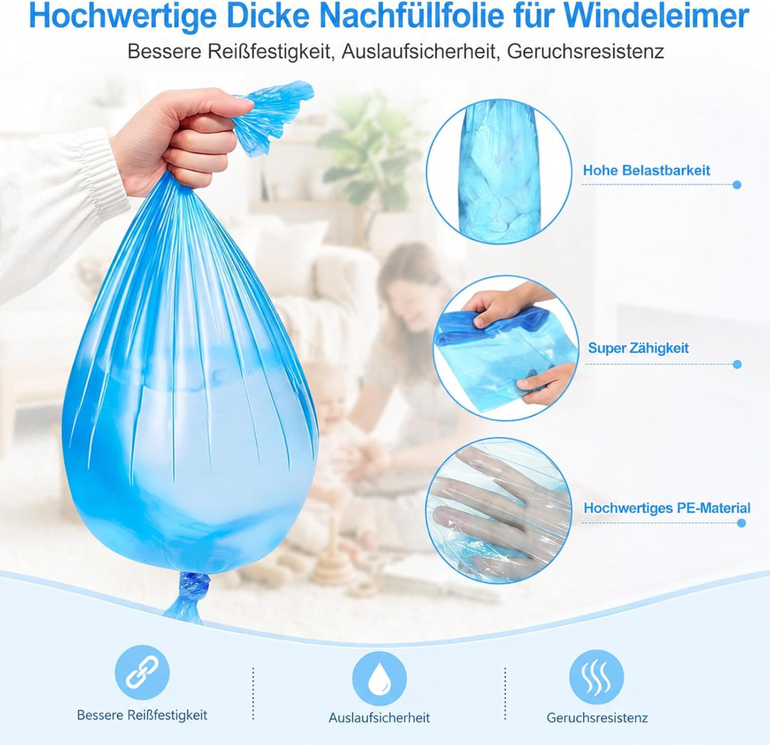 15 Stück Windeleimer Nachfüllkassetten, Hervorragende Abdichtung und Zähigkeit, Nachfüllfolie windel