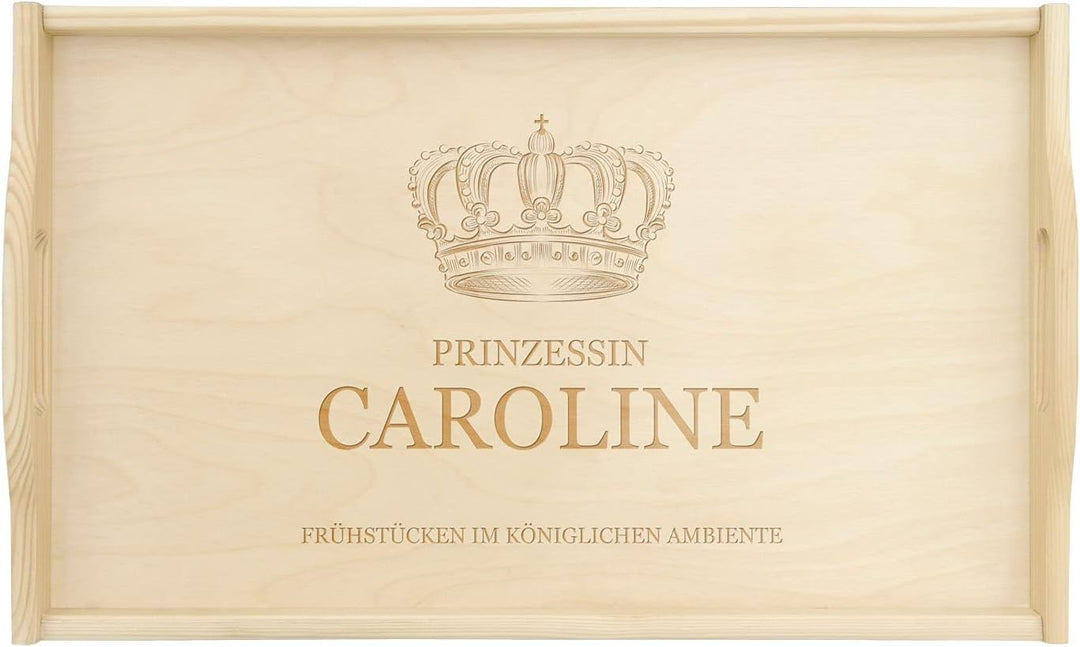 Maverton Serviertablett mit Gravur - personalisiert - Tabletttisch mit Griffen - klappbare Beine - e